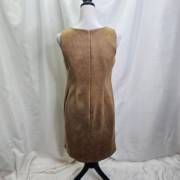 Shelby & Palmer Tan Faux Suede Sheath Dress Size 6 - Picture 6 of 9